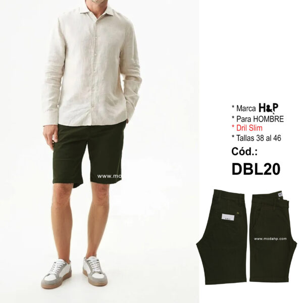 Cód. DBL20. H&P. Bermuda Dril Slim